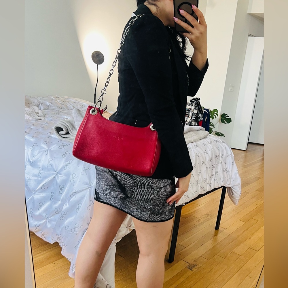 Frederic Paris Red Leather Chain Shoulder Bag